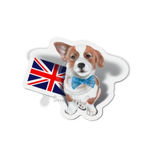 Corgi Dog And The English Flag Art Die-Cut Magnets 6 × / 1 Pc Home Decor