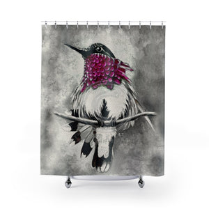 Costas Hummingbird Noir Shower Curtain 71X74 Home Decor
