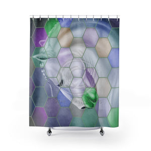Cubism Rainbow Lusitano Stallion Portrait Shower Curtain 71X74 Home Decor