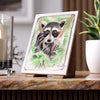 Cute Baby Raccoon In The Tree Vintage Watercolor Art Ceramic Photo Tile 6 × 8 / Glossy Home Decor