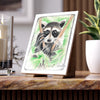 Cute Baby Raccoon In The Tree Vintage Watercolor Art Ceramic Photo Tile 6 × 8 / Matte Home Decor