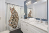 Cute Bengal Kitten Cat Watercolor Art White Shower Curtain Home Decor