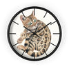 Cute Bengal Kitten Cat Watercolor Ink Art Wall Clock Black / 10 Home Decor