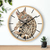 Cute Bengal Kitten Cat Watercolor Ink Art Wall Clock Home Decor