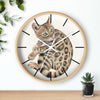 Cute Bengal Kitten Cat Watercolor Ink Art Wall Clock Home Decor