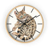 Cute Bengal Kitten Cat Watercolor Ink Art Wall Clock Wooden / Black 10 Home Decor