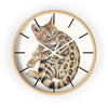 Cute Bengal Kitten Cat Watercolor Ink Art Wall Clock Wooden / White 10 Home Decor