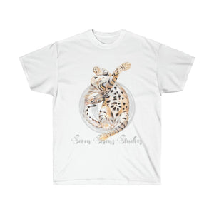 Cute Bengal Stretching Kitten Cat Watercolor Ink Ultra Cotton Tee White / S T-Shirt