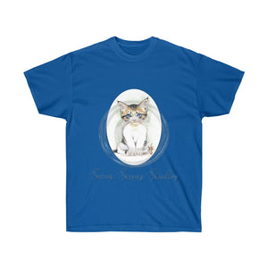 Cute Calico Cat Kitten Cameo Watercolor Art Dark Unisex Ultra Cotton Tee Royal / S T-Shirt