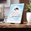Cute Chickadee Bird Snow Watercolor Art Ceramic Photo Tile 6 × 8 / Glossy Home Decor