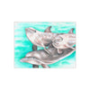 Cute Dolphins Family Pod Watercolor Teal Ink Art Ceramic Photo Tile 6 × 8 / Matte Home Decor