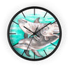 Cute Dolphins Family Watercolor Art Wall Clock Black / 10 Home Decor