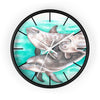 Cute Dolphins Family Watercolor Art Wall Clock Black / White 10 Home Decor