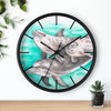 Cute Dolphins Family Watercolor Art Wall Clock Home Decor