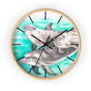 Cute Dolphins Family Watercolor Art Wall Clock Wooden / Black 10 Home Decor
