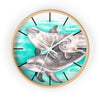 Cute Dolphins Family Watercolor Art Wall Clock Wooden / White 10 Home Decor