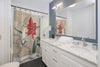 Cute Hummingbird Amaryllis Watercolor Art Shower Curtain Home Decor