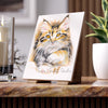 Cute Maine Coon Cat Kitten Calico Watercolor Art Ceramic Photo Tile 6 × 8 / Glossy Home Decor