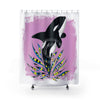 Cute Orca Whale Doodles Pink Shower Curtain 71X74 Home Decor