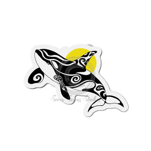 Cute Orca Whale Sun Tribal Ink Art Die-Cut Magnets 6 × / 1 Pc Home Decor