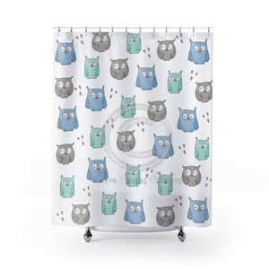Cute Owls Pattern White Shower Curtain 71X74 Home Decor
