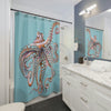 Dancing Octopus Teal Blue Art Shower Curtain Home Decor