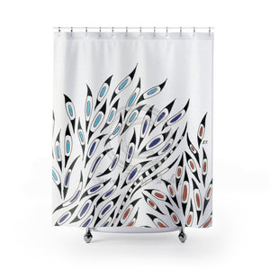 Doodles Pattern White Chic Shower Curtain 71X74 Home Decor