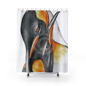 Emperor Penguin Love Watercolor Art Shower Curtain 71 × 74 Home Decor