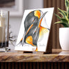Emperor Penguins Love Watercolor Art Ceramic Photo Tile 6 × 8 / Matte Home Decor