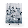 Emperors Penguins Swimming Underwater Blue Watercolor Shower Curtain 71 X 74 Home Decor