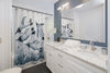 Emperors Penguins Swimming Underwater Blue Watercolor Shower Curtain Home Decor