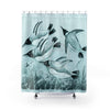 Emperors Penguins Swimming Underwater Teal Watercolor Shower Curtain 71 X 74 Home Decor
