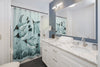 Emperors Penguins Swimming Underwater Teal Watercolor Shower Curtain Home Decor