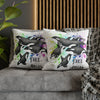 Free Orca Whales Pod Splash Rainbow Ink Art Spun Polyester Square Pillow Case Home Decor