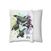 Free Orca Whales Pod Splash Rainbow Ink Art Spun Polyester Square Pillow Case Home Decor