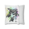 Free Orca Whales Pod Splash Rainbow Ink Art Spun Polyester Square Pillow Case Home Decor