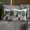 Free Orca Whales Pod Splash Rainbow Ink Art Spun Polyester Square Pillow Case Home Decor