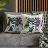 Free Orca Whales Pod Splash Rainbow Ink Art Spun Polyester Square Pillow Case Home Decor