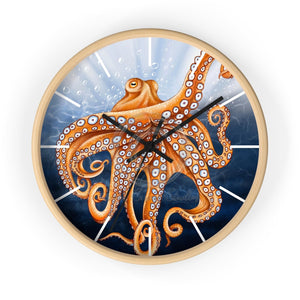 Giant Pacific Octopus Kraken Tentacles And The Bubbles Art Wall Clock Wooden / Black 10 Home Decor