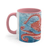 Giant Pacific Octopus Red Vintage Map Watercolor Art Accent Coffee Mug 11Oz
