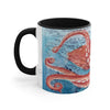 Giant Pacific Octopus Red Vintage Map Watercolor Art Accent Coffee Mug 11Oz