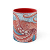 Giant Pacific Octopus Red Vintage Map Watercolor Art Accent Coffee Mug 11Oz