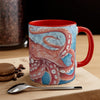 Giant Pacific Octopus Red Vintage Map Watercolor Art Accent Coffee Mug 11Oz /