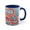 Giant Pacific Octopus Red Vintage Map Watercolor Art Accent Coffee Mug 11Oz
