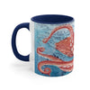Giant Pacific Octopus Red Vintage Map Watercolor Art Accent Coffee Mug 11Oz