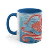 Giant Pacific Octopus Red Vintage Map Watercolor Art Accent Coffee Mug 11Oz