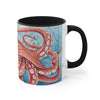 Giant Pacific Octopus Red Vintage Map Watercolor Art Accent Coffee Mug 11Oz