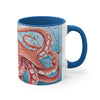 Giant Pacific Octopus Red Vintage Map Watercolor Art Accent Coffee Mug 11Oz