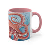 Giant Pacific Octopus Red Vintage Map Watercolor Art Accent Coffee Mug 11Oz