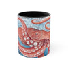 Giant Pacific Octopus Red Vintage Map Watercolor Art Accent Coffee Mug 11Oz Black /